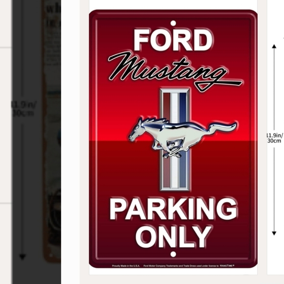 New Metal Red Ford Mustang Parking only Man Cave Wall Sign 8x12 Approximately - Picture 1 of 2